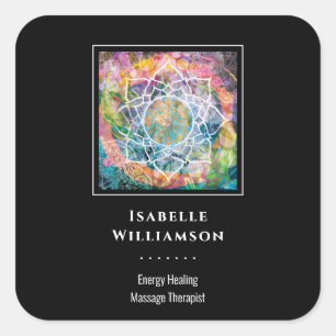 Mandala Zen Reiki Yoga Massage Sacro Spirituelle Quadratischer Aufkleber