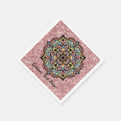 Mandala Zen Yoga Medizin Pastel Pink Glitzer Serviette (Ecke)