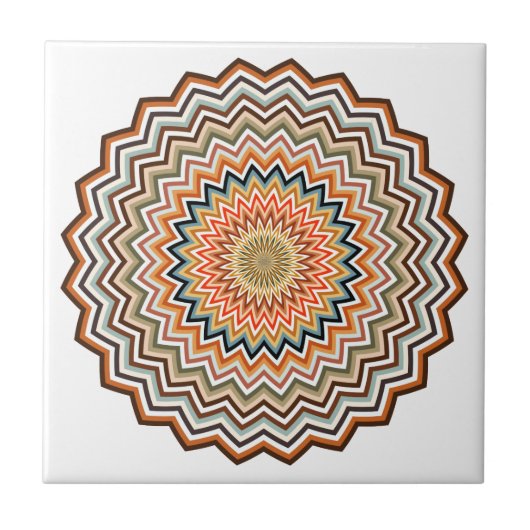 Mandala-Zickzack-Muster Fliese (Vorderseite)
