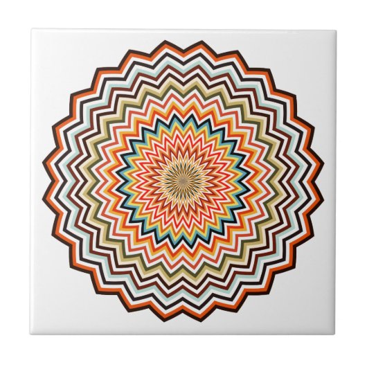 Mandala-Zickzack-Muster Fliese (Vorderseite)