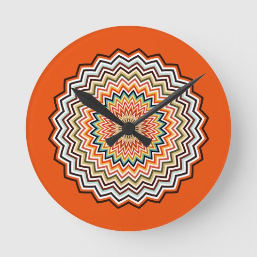 Mandala-Zickzack-Muster Runde Wanduhr (Vorderseite)