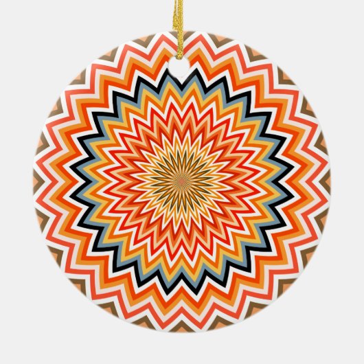 Mandala Zigzag Muster Keramik Ornament (Hinten)