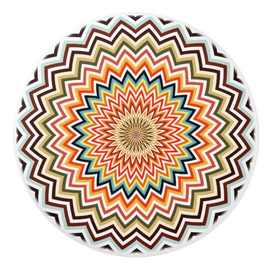 Mandala Zigzag Muster Keramikknauf (Vorderseite)