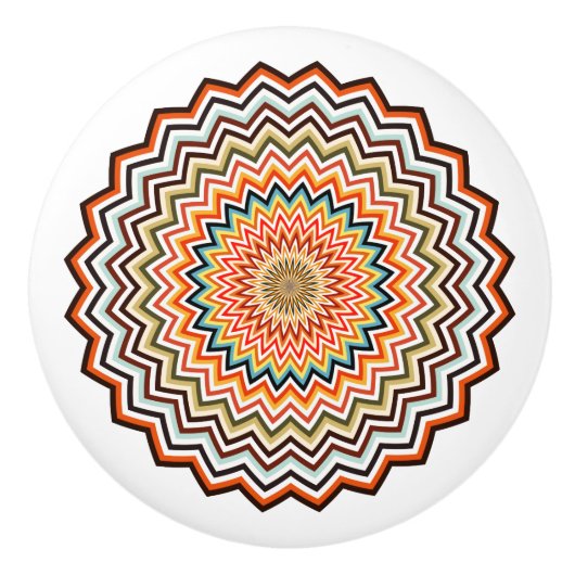 Mandala Zigzag Muster Keramikknauf (Vorderseite)