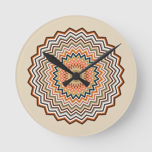 Mandala Zigzag Muster Runde Wanduhr (Vorderseite)
