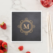 Mandalala-Design aus schwarzem Monogramm Serviette (Beispiel)