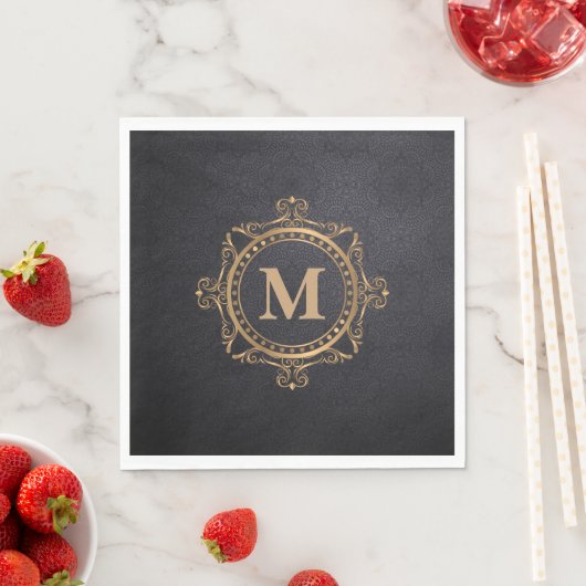 Mandalala-Design aus schwarzem Monogramm Serviette (Beispiel)