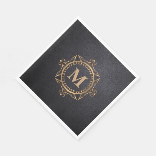 Mandalala-Design aus schwarzem Monogramm Serviette (Ecke)