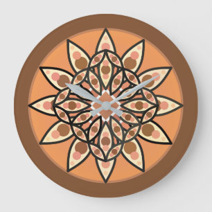 Mandalamuster in der Schokolade, in der Terrakotta Große Wanduhr