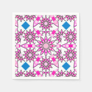 Mandalamuster, Pink, Schwarzweiss Serviette