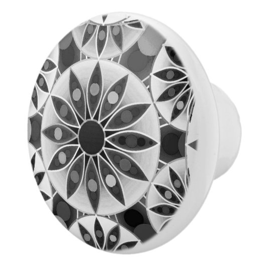 Mandalamuster, Schwarzes, weißes und Grau/Grau Keramikknauf (Rechts)