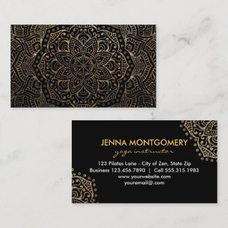 Mandalas-elegantes Goldschwarzes des Yoga-Lehrer-| Visitenkarte