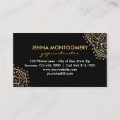 Mandalas-elegantes Goldschwarzes des Yoga-Lehrer-| Visitenkarte (Rückseite)