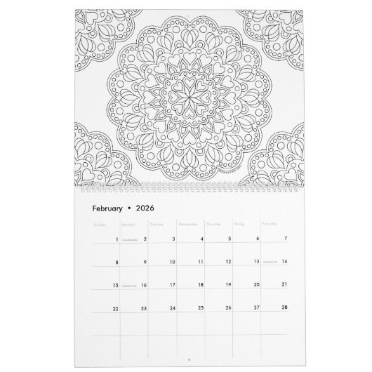 Mandalas färben Ihre eigene Personalisierte Farbe Kalender (Feb 2026)