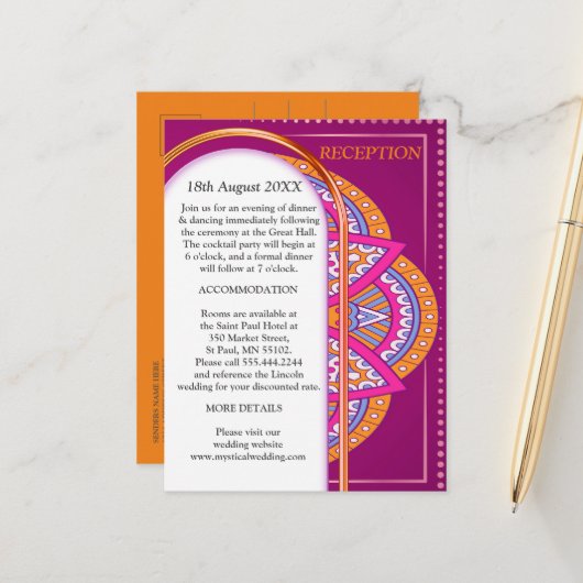 Mandalas in Cerealien und entsprechende Wiederholm Ankündigungspostkarte (Vorderseite/Rückseite Beispiel)