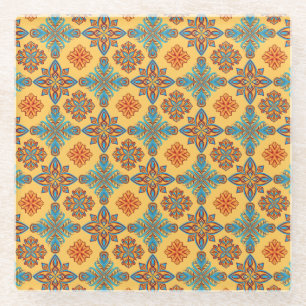 Mandalas in gelber Farbe Glasuntersetzer