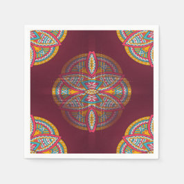Mandalas in gemischten Maronen - Rote und Wiederho Serviette