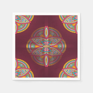 Mandalas in gemischten Maronen - Rote und Wiederho Serviette