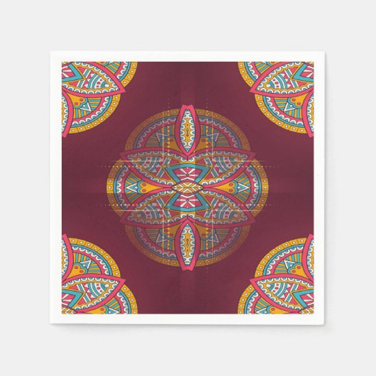 Mandalas in gemischten Maronen - Rote und Wiederho Serviette (Vorderseite)