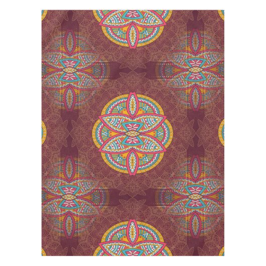 Mandalas mit gemischten Maroon-Wiederholmustern Tischdecke (Vorderseite)