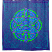 Mandalas mit gemischten Navy Blue-Wiederholmustern Duschvorhang (Vorderseite)