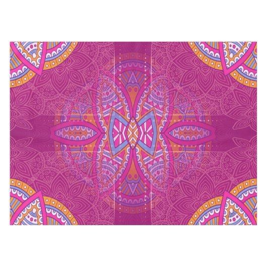 Mandalas mit rosa gemischten Wiederholmustern Tischdecke (Vorderseite (Horizontal))