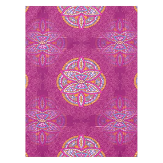 Mandalas mit rosa gemischten Wiederholmustern Tischdecke (Vorderseite)