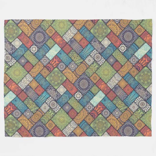 Mandalas quadrieren Rechtecke mit Farbmuster Fleecedecke (Vorderseite (Horizontal))