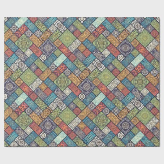 Mandalas quadrieren Rechtecke mit Farbmuster Geschenkpapier (Saum)