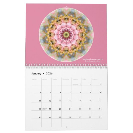 Mandalas vom Herzen des Umwandlungs-Kalenders Kalender (Jan 2026)