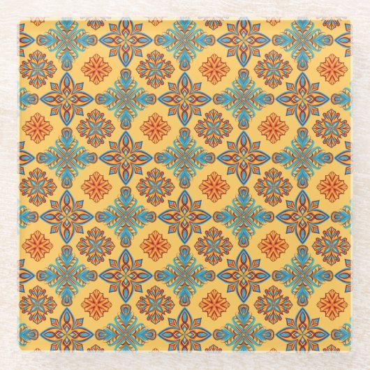 Mandalase auf gelb glasuntersetzer (Vorderseite)