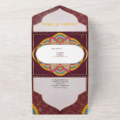 Mandalase auf Maroon-Hintergrund All In One Einladung (Außenbereich)