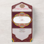 Mandalase auf Maroon-Hintergrund All In One Einladung (Außenbereich)