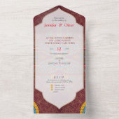 Mandalase auf Maroon-Hintergrund All In One Einladung (Innen Boden)