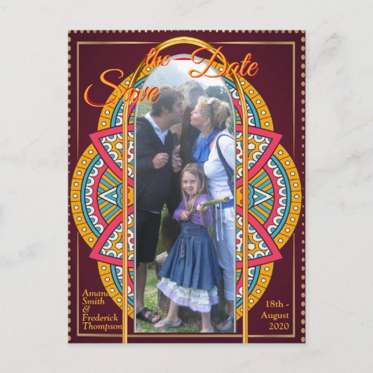 Mandalase auf Maroon-Hintergrund Ankündigungspostkarte (Vorderseite)