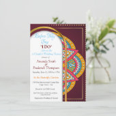 Mandalase auf Maroon-Hintergrund Einladung (Stehend Vorderseite)