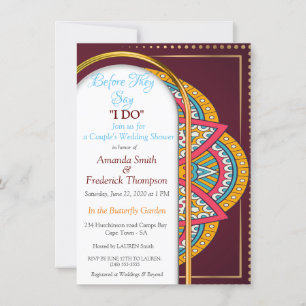 Mandalase auf Maroon-Hintergrund Einladung