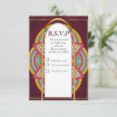 Mandalase auf Maroon-Hintergrund RSVP Karte (Stehend Vorderseite)