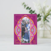 Mandalase aus Cerise Pink, Blue & Orange Ankündigungspostkarte (Stehend Vorderseite)