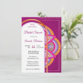 Mandalase aus Cerise Pink, Blue & Orange Einladung (Stehend Vorderseite)