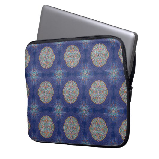 Mandalase für Navy Blue-Wiederholungsdesign Laptopschutzhülle (Vorderseite Links)