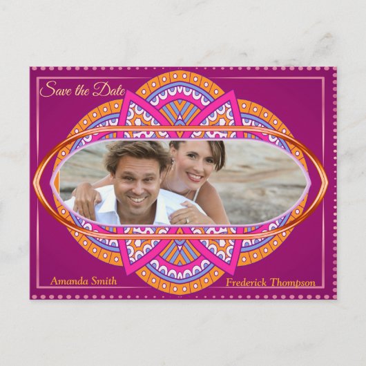 Mandalase in Cerise Pinks & Bearbeitungswiederholm Ankündigungspostkarte (Vorderseite)