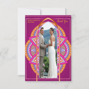 Mandalase in Mischung Cerise Pink, Blues und Orang RSVP Karte