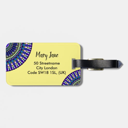 Mandalases Blue Tranquil Elegante Einfach Gepäckanhänger (Rückseite horizontal)