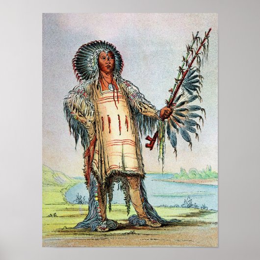 Mandan Indian Ha-Na-Tah-Muah, Wolf-Chef Poster (Vorne)