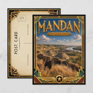 Mandan North Dakota Vintage Art Deco Golden Age Postkarte