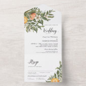 Mandarin Blooming Citrus | Greenery Wedding All In One Einladung (Innen Boden)