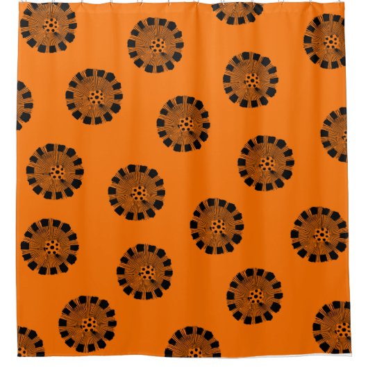 Mandarin Dreams Orange und Black Pattern Duschvorhang (Vorderseite)