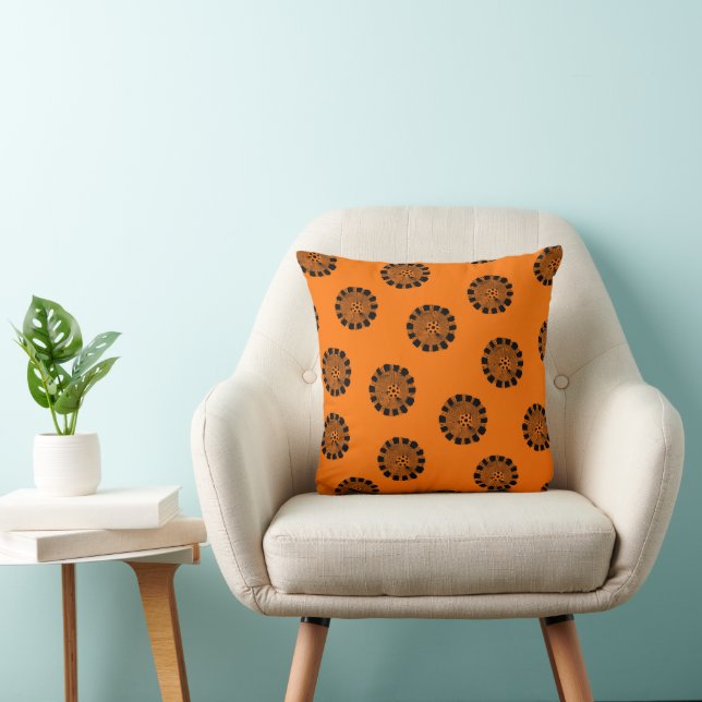 Mandarin Dreams Orange und Black Pattern Kissen (Stuhl )