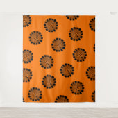 Mandarin Dreams Orange und Black Pattern Wandteppich (Vorderseite)